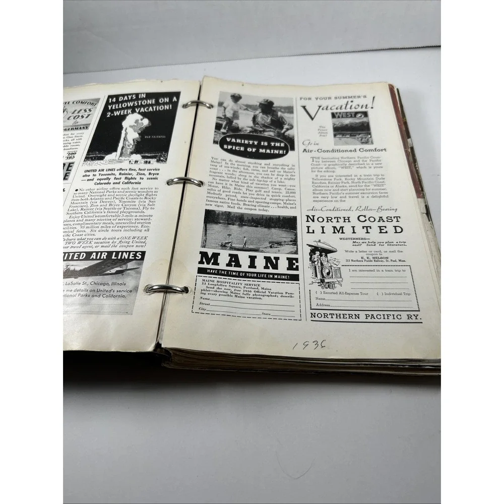 Vintage Binder Scrapbook Collection Advertisements 1936 Cars‎ Tires Mail In